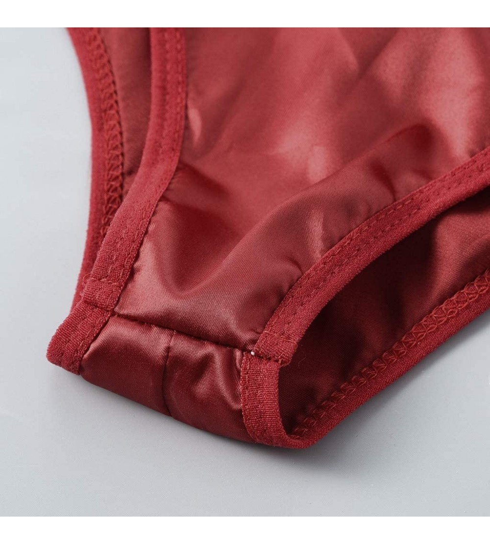 V-Neck Satin Lingerie Bodysuit for Women Sexy Chemise Lace Underwear ...