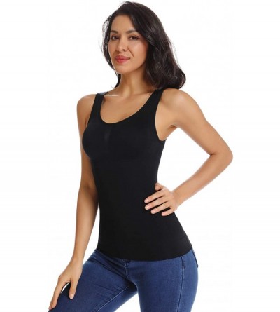 Shapewear Women's Cami Shaper with Built in Bra Tummy Control Shaping Camisoles Seamless Shapewear Tank Top - Black - CL192AX...