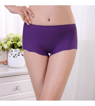 Panties Women's Stretch Seamless Boxer Briefs Comfort Spandex Modal Underwear Panty - Purple - C018529RUYO $7.95