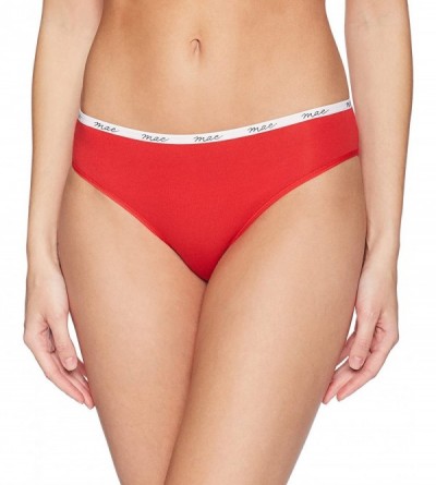 Panties Women's Logo Elastic Cotton Bikini Underwear- 3 Pack - Deep Ocean/Grape Wine/Ribbon Red - C3187CT25YS $12.15