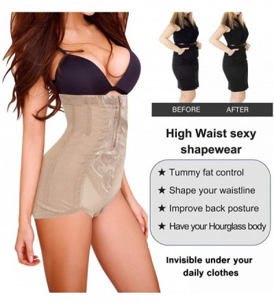 Shapewear Women Butt Lifter Shapewear Waist Trainer Zipper Hi-Waist Tummy Control Body Shaper Breathable Slim Thong Panty - B...