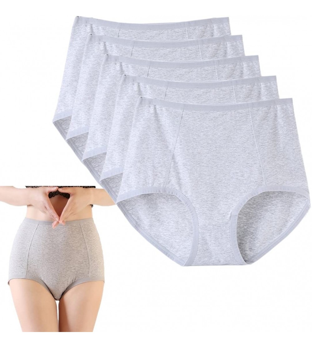 Panties High Waist Women Panties Cotton Pack for Plus Size Stretch Women Panties Briefs in Multi-Packs - Grey - CJ188LLOC9M $...