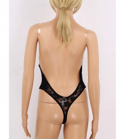 Shapewear Women Plunging V-Neck Clear Straps Backless Bodysuit Thong Bridal Shapewear - 2 Black - CM197XWY795 $17.37