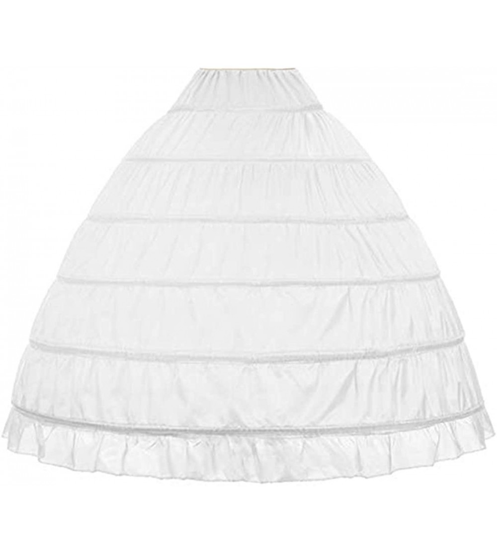 Slips Full A-line 6 Hoop Floor-Length Bridal Dress Gown Slip Petticoat Women Long Crinoline Petticoat Ball Gown - White - CG1...