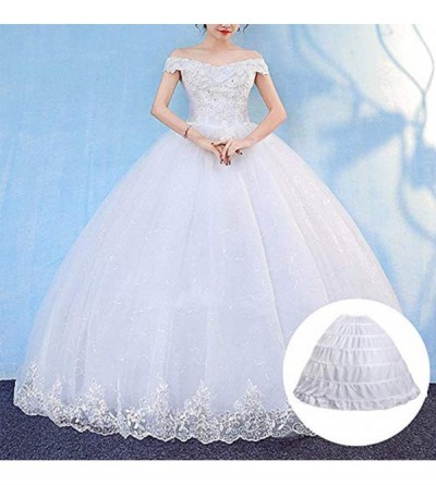 Slips Full A-line 6 Hoop Floor-Length Bridal Dress Gown Slip Petticoat Women Long Crinoline Petticoat Ball Gown - White - CG1...