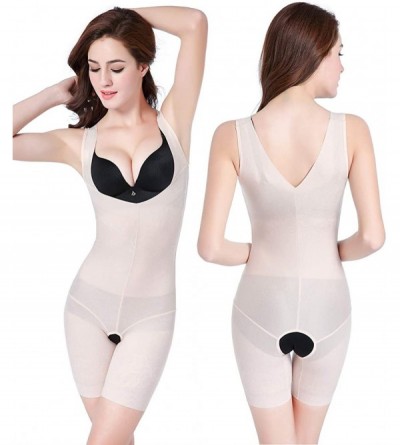 Shapewear Seamless Mid Thigh Bodysuit Slimming Waist Full Body Shaper Firm Tummy Control Shapewear for Women - Beige(compress...