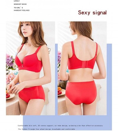 Bras New Comfortable Bra Without Steel Adjusted Four Rows Bra Women Autumn Winter - Red - CF18KC09DT2 $16.79