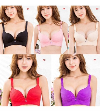 Bras New Comfortable Bra Without Steel Adjusted Four Rows Bra Women Autumn Winter - Red - CF18KC09DT2 $16.79