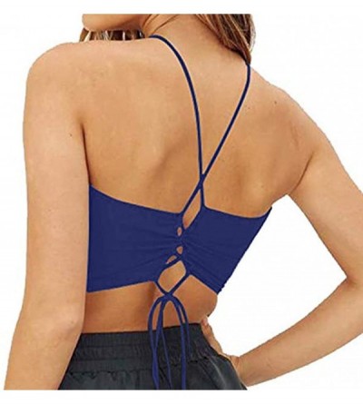 Camisoles & Tanks Strappy Sports Bras for Women Longline Wirefree Medium Support Yoga Bra Top Impact Workout Clothes Bra - Bl...