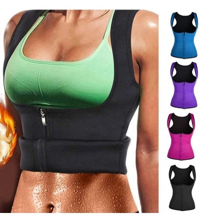 Shapewear Women Waist Trainer Corset Zipper Vest Body Shaper Cincher Shirt Slim Neoprene Sauna Tank Top - Green - CX194R9IDHI...