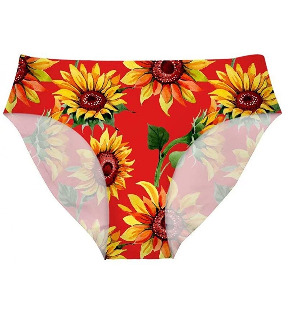 Panties Women's Sunflower Print Breathable Hipster Underwear Brief Cool Strech Comfortable Bikini Panty - Sunflower R - CT199...