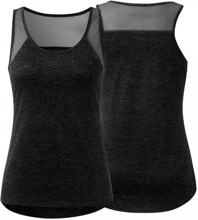 Shapewear Women Workout Tops Mesh Racerback Tank Yoga Shirts Gym Clothes - Q-black - CG190ZYK2ND $10.46