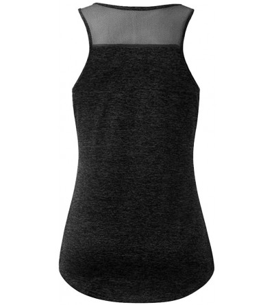 Shapewear Women Workout Tops Mesh Racerback Tank Yoga Shirts Gym Clothes - Q-black - CG190ZYK2ND $10.46