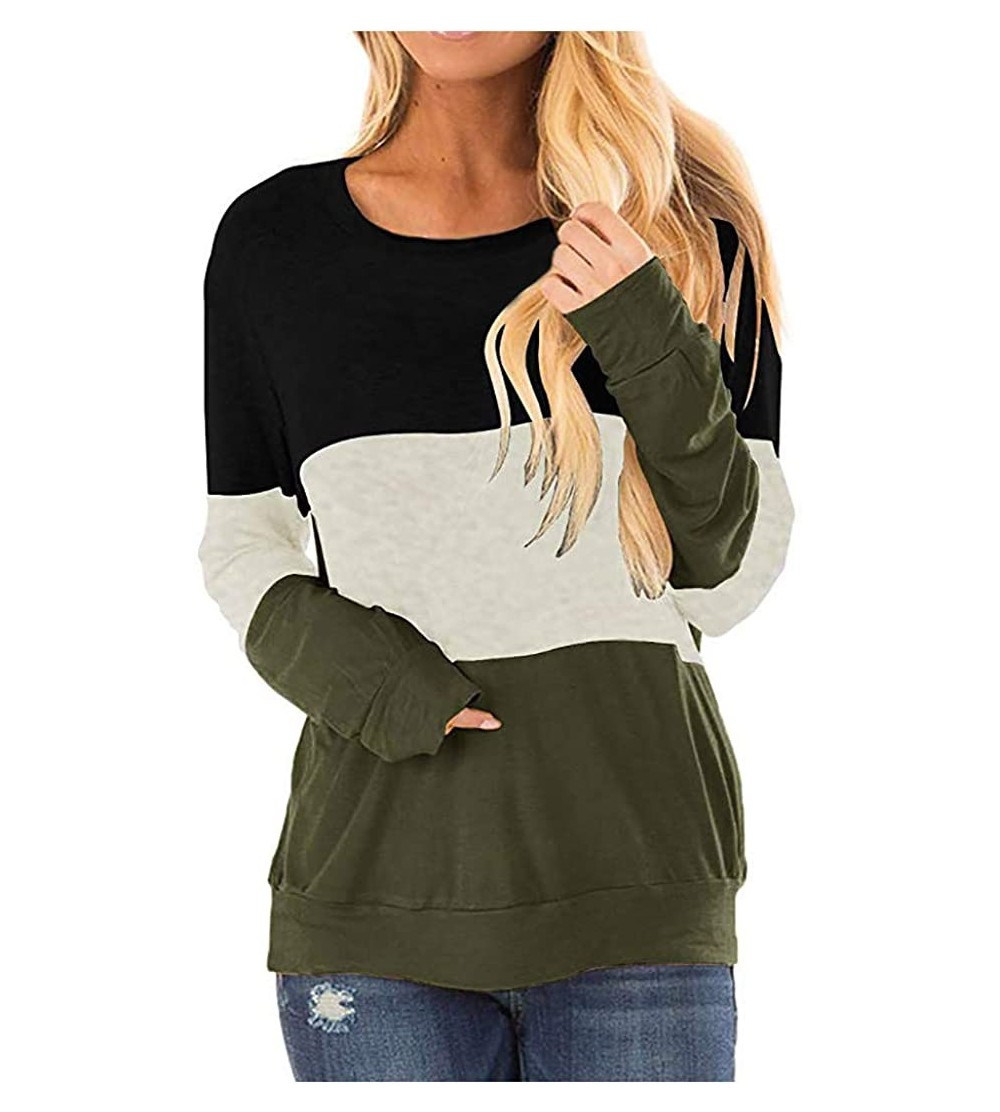 Baby Dolls & Chemises Patchwork Tops for Women-Casual Color Block Pullover-Plus Size Long Sleeve Crew Neck T Shirt Tunic Tops...