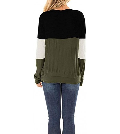 Baby Dolls & Chemises Patchwork Tops for Women-Casual Color Block Pullover-Plus Size Long Sleeve Crew Neck T Shirt Tunic Tops...