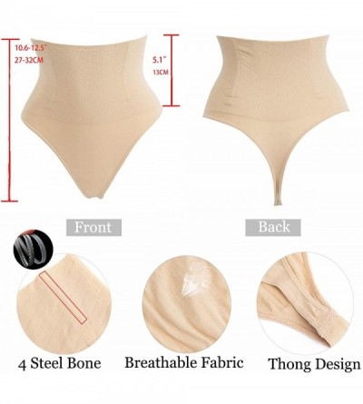 Shapewear Thong Shapewear for Women Tummy Control High Waist Underwear Body Shaper Thong Girdle Panties - Black+nude - C8193Z...