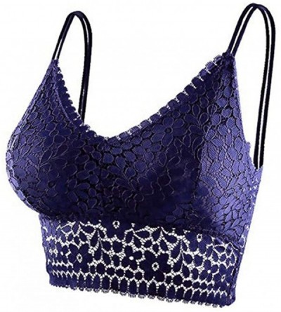 Camisoles & Tanks Women Floral Lace Bra Camisole Bralette Bandeau Bra Lace Top Women Girls Sports Dail Favo - Blue - CY196IIX...