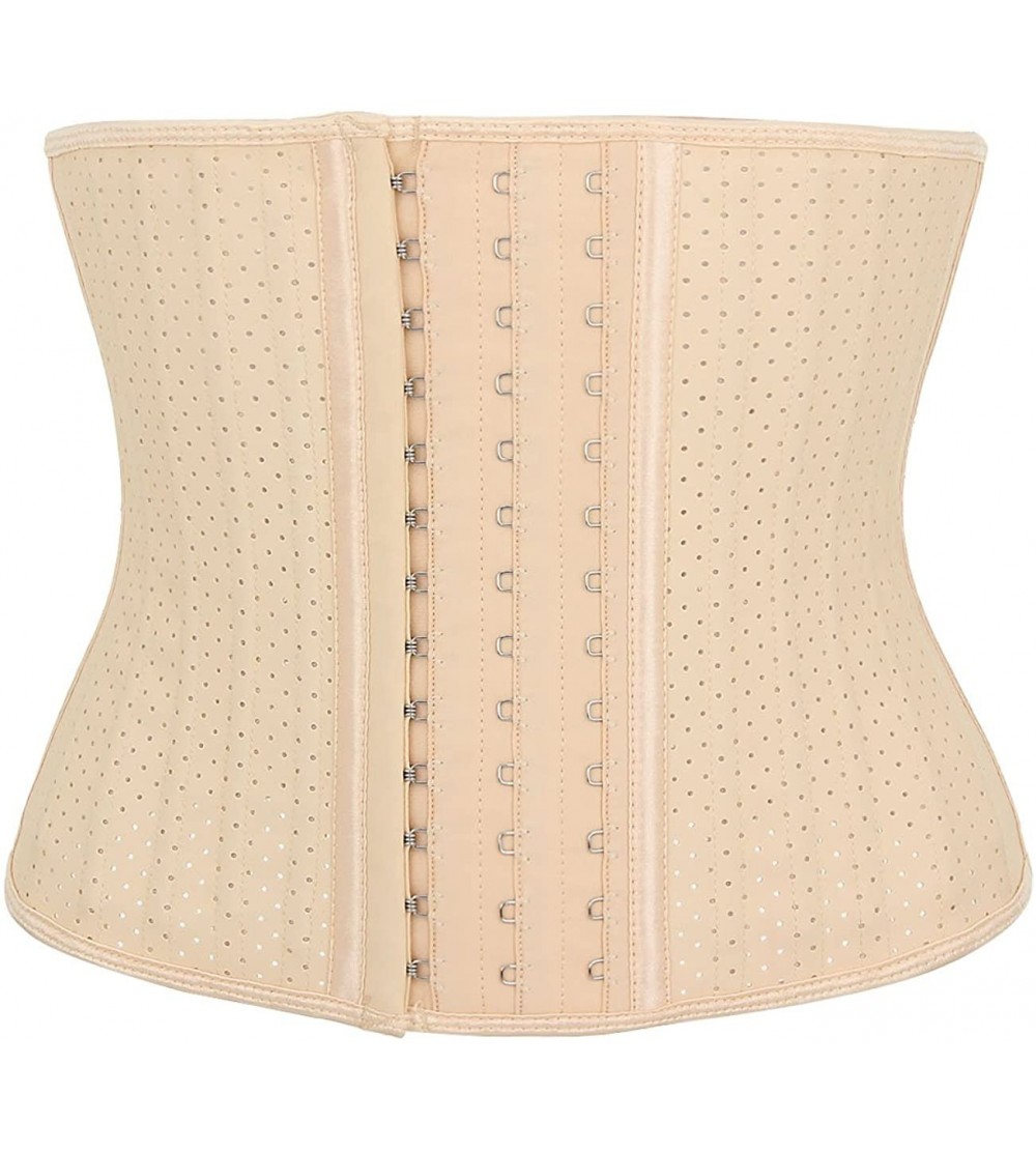 Shapewear Women's Latex Short Torso Waist Trainer Corset Training Shaper - Beige-25 Boned - C719255UQ2N $45.05