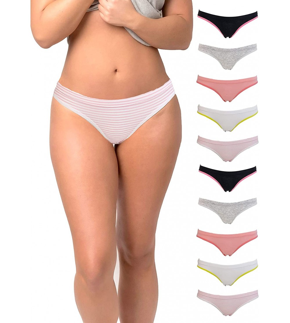 Panties Womens Cotton Bikini Underwear Set- Seamless Ladies Panties | 10 Pack - Assorted - C8184ANNH39 $17.46