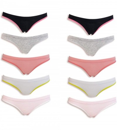 Panties Womens Cotton Bikini Underwear Set- Seamless Ladies Panties | 10 Pack - Assorted - C8184ANNH39 $17.46