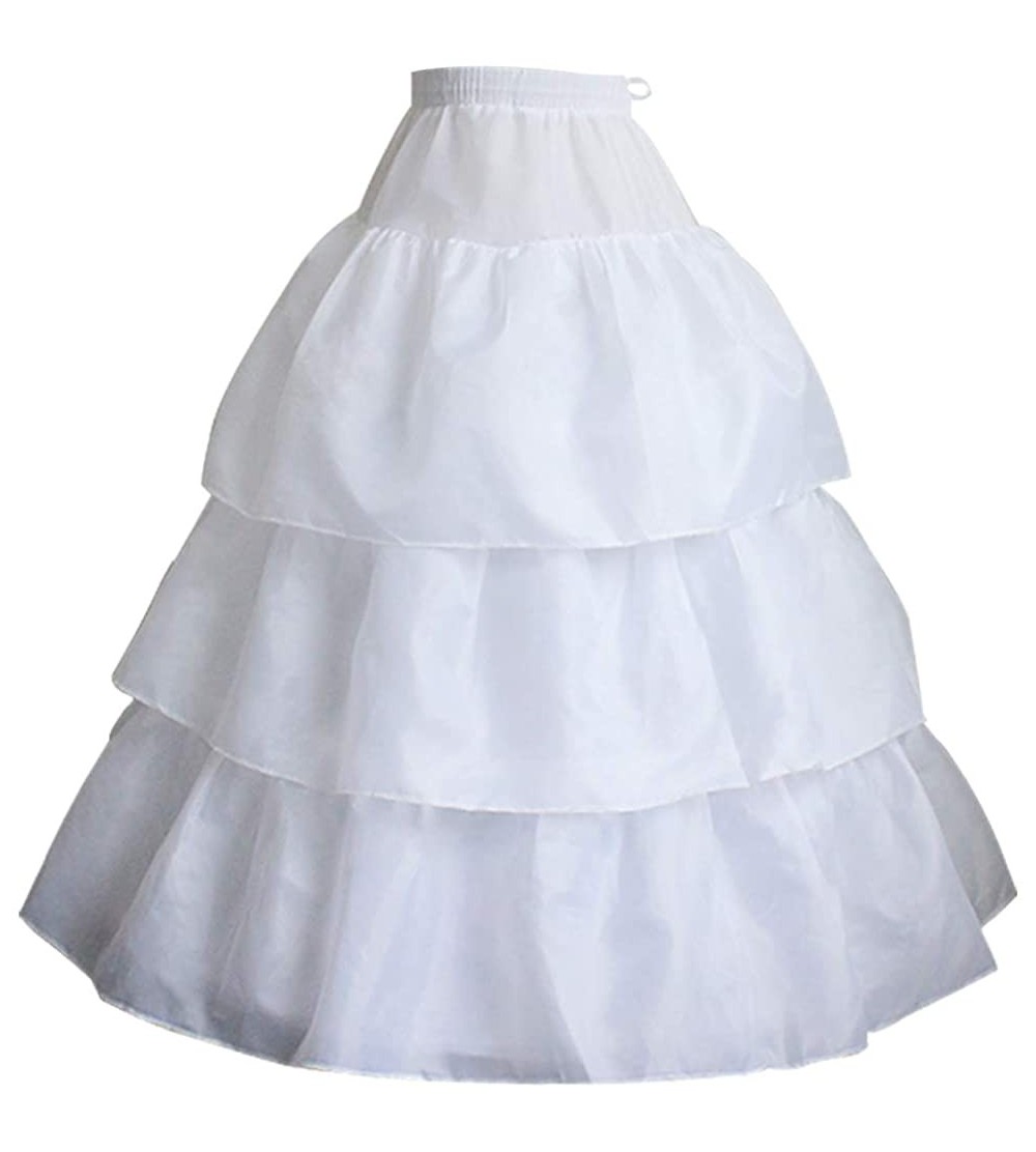 Slips Women 2 Hoops 3 Slips Wedding Petticoat Crinoline Slips Underskirt for Quinceanera Ball Gown - White - CF193IMTQCL $19.35