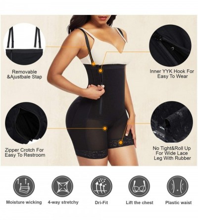 Shapewear Women's Open Bust Tummy Control Shapewear Thong High Waist Ladies Bodysuits - Black4 - C119045OQ04 $34.98