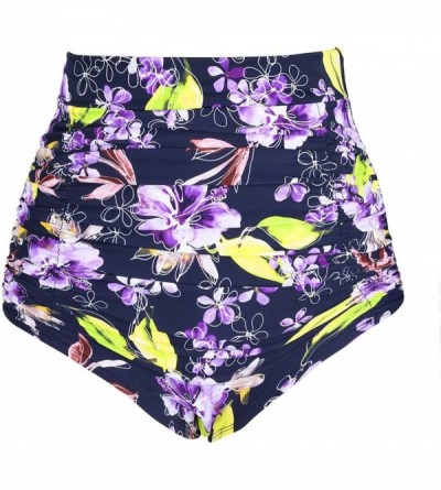 Panties Women's Swimwear Retro High Waist Swim Bottoms - Purple Floral - CY182AC7YL5 $13.77