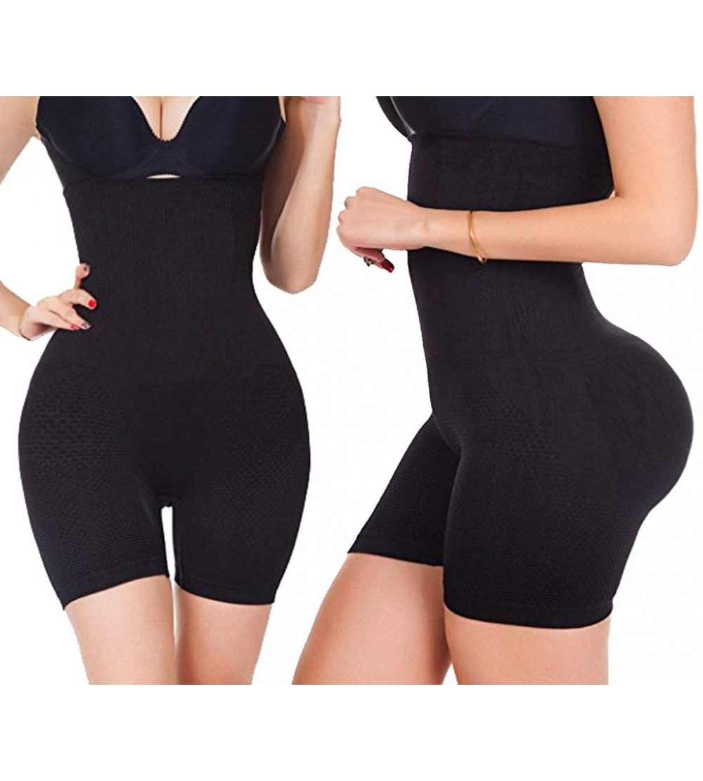 Shapewear Hi-Waist Trainer Body Shaper Butt Lifter Shapewear Shorts Tummy Control Panties - Black(2 Pack) - CL184MX058E $21.95