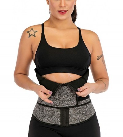 Shapewear Womens Neoprene Waist Trainer Cincher Body Shaper Corset Belt Zipper Sport Girdle - Grey - CW1935TRY7K $15.99