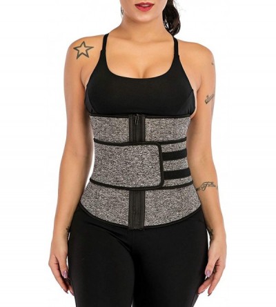 Shapewear Womens Neoprene Waist Trainer Cincher Body Shaper Corset Belt Zipper Sport Girdle - Grey - CW1935TRY7K $15.99