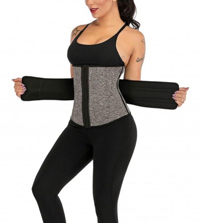 Shapewear Womens Neoprene Waist Trainer Cincher Body Shaper Corset Belt Zipper Sport Girdle - Grey - CW1935TRY7K $15.99