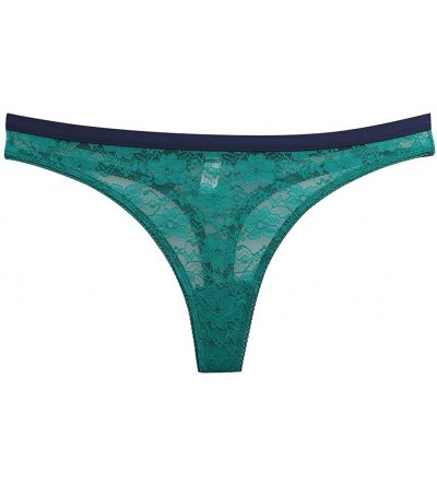 Panties Pack of 4 Women Underwear Lace Thong Sexy Plus Size Panties Transparent (L- 4 Pack) - CB183YLDEDE $8.58