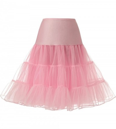 Slips Women's Vintage Rockabilly Petticoat 25" Length Tutu Underskirt - Pink - CP127Z54WH1 $13.29