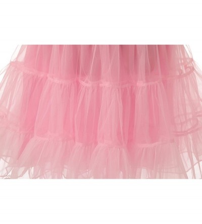 Slips Women's Vintage Rockabilly Petticoat 25" Length Tutu Underskirt - Pink - CP127Z54WH1 $13.29