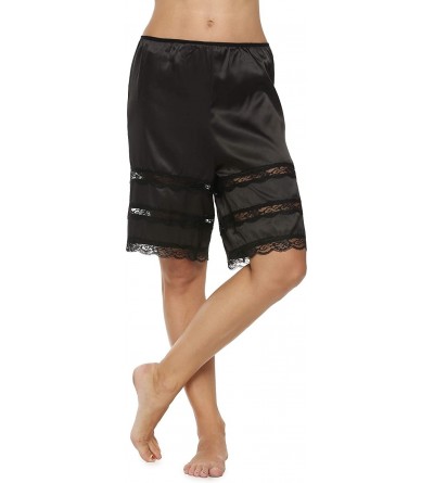 Slips Women Lingerie Satin Lace Pettipants Snip-it Half Slips Bloomers Split Skirt - Black (Fba) - C9129342DFZ $13.45