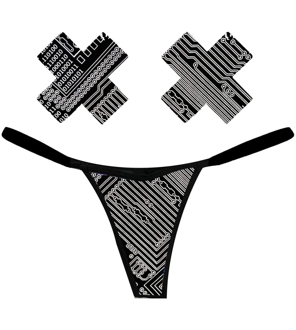 Panties Naughty Knix G String with Matching Nipztix Pasties - Reflective Geometric Madness - CM18SY0UK4L $16.11