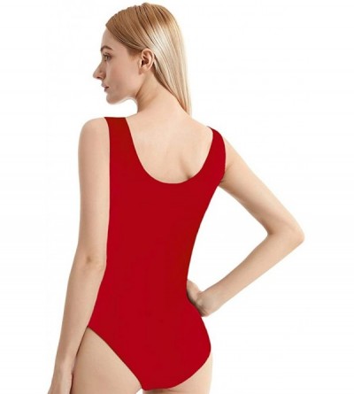 Shapewear Bodysuits for Women Sexy Stretchy Leotards Bodycon Jumpsuit Romper - Sleeveless Scoop Neck-red - CC1902WQ6NL $12.06