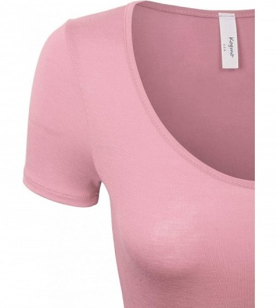 Shapewear Womens Round Neck Short Sleeve Bodysuit Leotard Made in USA - 782_light_pink - CI18OE6KHT0 $16.05