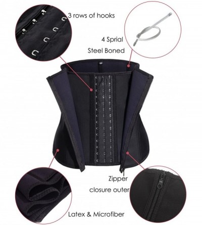 Shapewear Women Latex Waist Trainer Corset Zipper Underbust Cincher Belt Weight Loss Body Shaper - Black - CN18E4SEUII $12.95