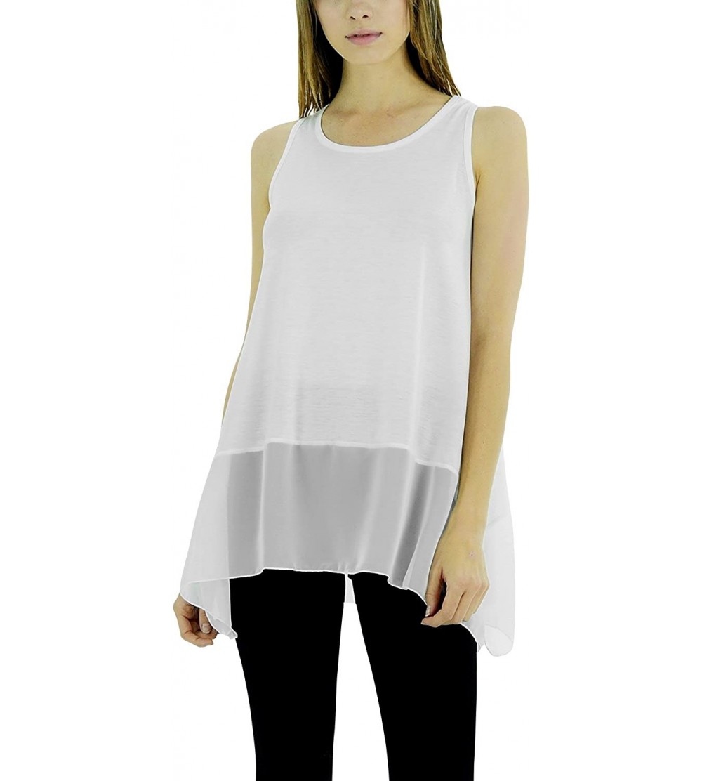 Slips Women's Basic Flare Tank Top Slip Sheer Chiffon Bottom - Ivory - C212N4X1LI2 $20.23