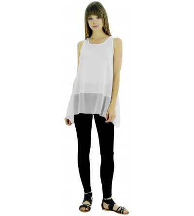 Slips Women's Basic Flare Tank Top Slip Sheer Chiffon Bottom - Ivory - C212N4X1LI2 $20.23