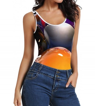 Shapewear Women's Poker Cards Scoop Neck Tummy Control Sleeveless Sexy Bodysuit Jumpsuit - Colorful Glossy Pool Game Billiard...