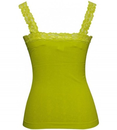 Camisoles & Tanks Womens Lace Trim Camisoles (Free Size - Spring Bud - CE11KQPAHET $10.86