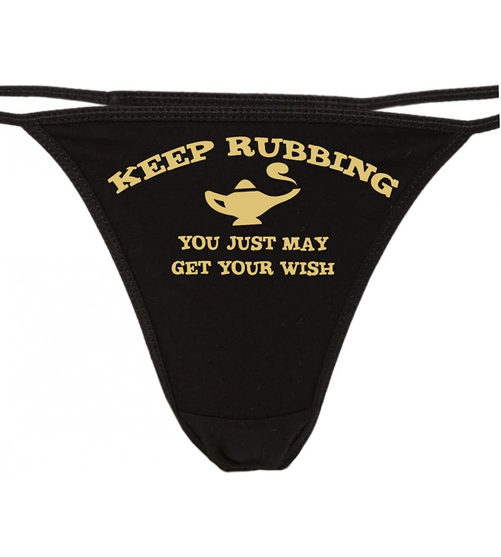 Women's Keep Rubbing May Get What U Want Thong - Black/Sand - CO11UPM6A2L