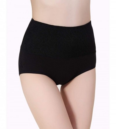 Panties Women's High Waist Solid Color Underwear Tummy Control Cotton Brief Panties Pack of 5 - Mixcolour - CU18S9D5DYE $14.71