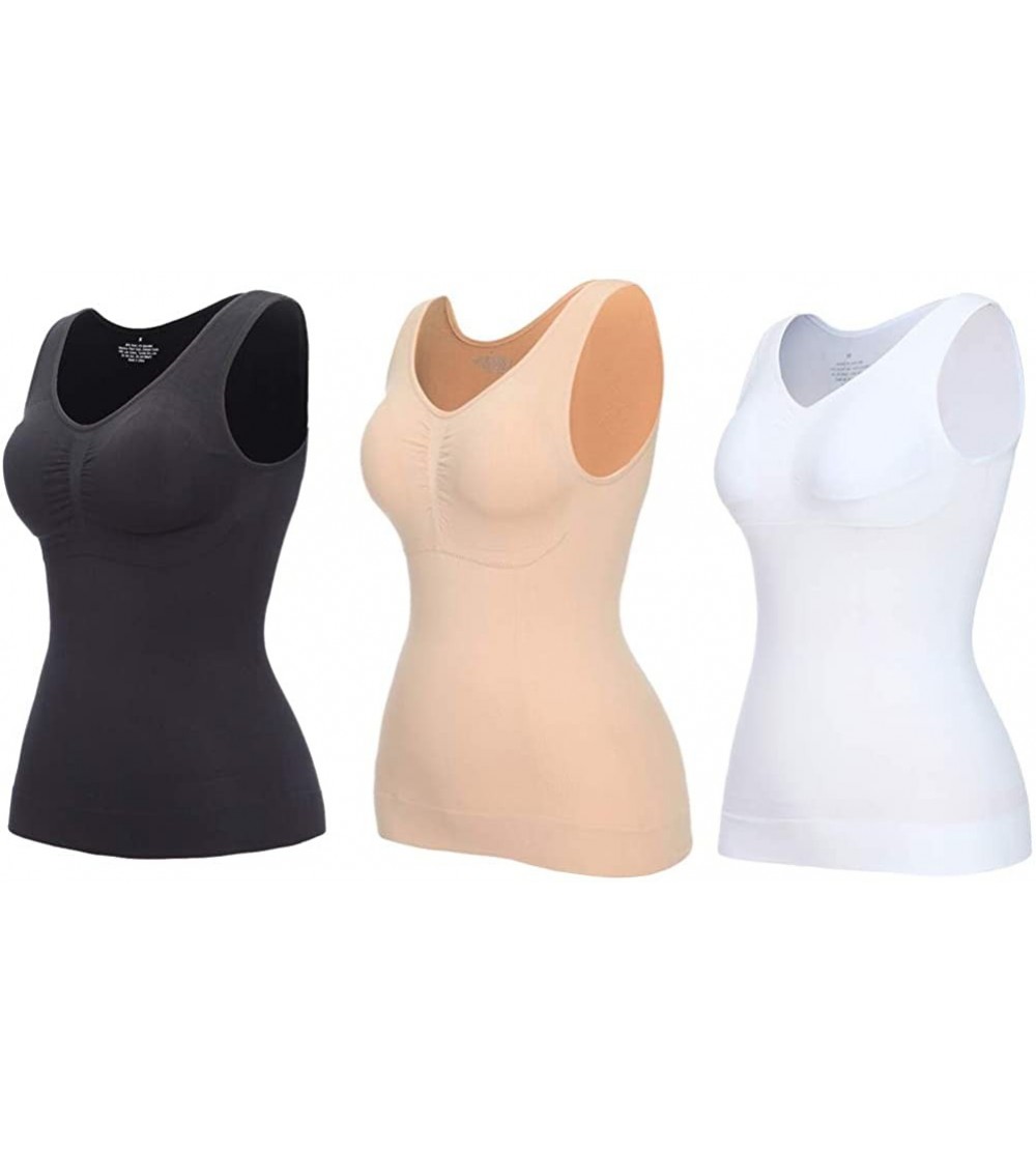 Shapewear 3 in 1 Sculpting Body Shaping Cami- Women Slim Up Lift Bra Shaper Body Shaping Camisole - Beige - CT199XGHYI0 $16.51