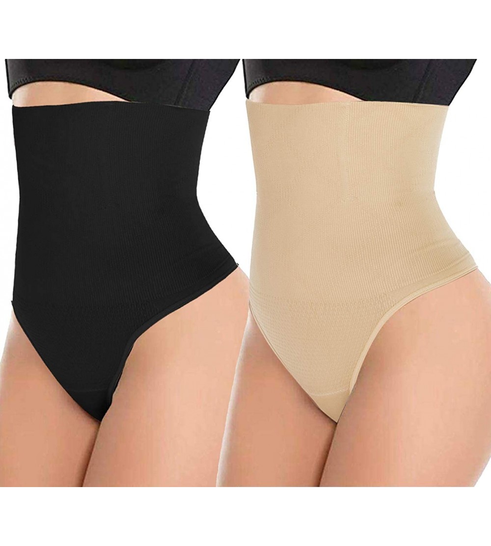 Shapewear Women Butt Lifter Shapewear Hi-Waist Tummy Slimmer Thong Panty Seamless Body Shaper Shorts - Black+beige - C3196340...