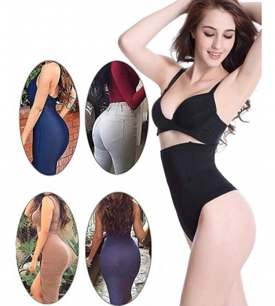 Shapewear Women Butt Lifter Shapewear Hi-Waist Tummy Slimmer Thong Panty Seamless Body Shaper Shorts - Black+beige - C3196340...