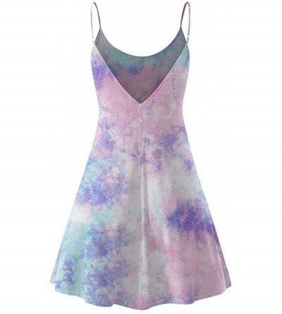 Panties Women's Solid Strappy Short Mini Dress Tank Dress Beach Party Sundress - Tie-dye Purple1 - CX190EL5O2L $17.80