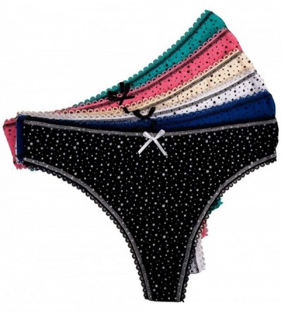 5 Pcs/Set Sexy Thong for Women Girls Cotton G Strings Panties Lip Print Dot  Underwear - C Mixed Color-5 Pcs Xl - CC18ZO5D37S
